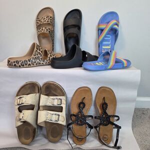 Lot of 5 Girls Shoes Size Girls 4 Women 6 Sandals Slides Summer